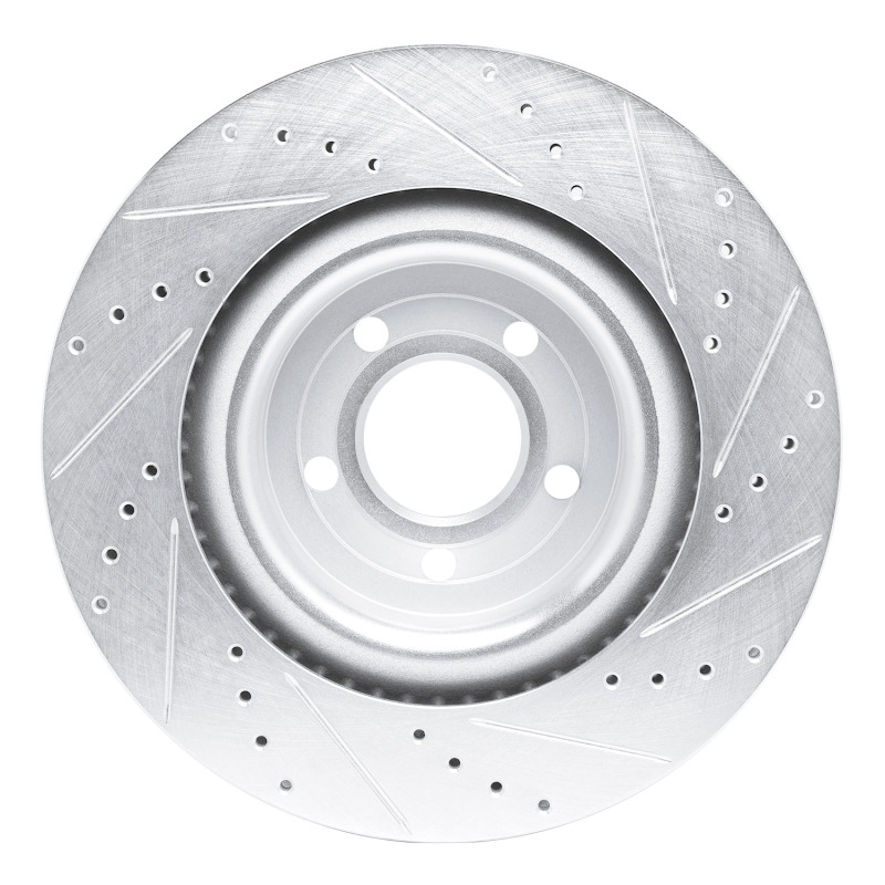 Ford Explorer Brake Rotor (1) - Front Left - R1 Concepts - Drilled & Slotted - Silver - `20-`25